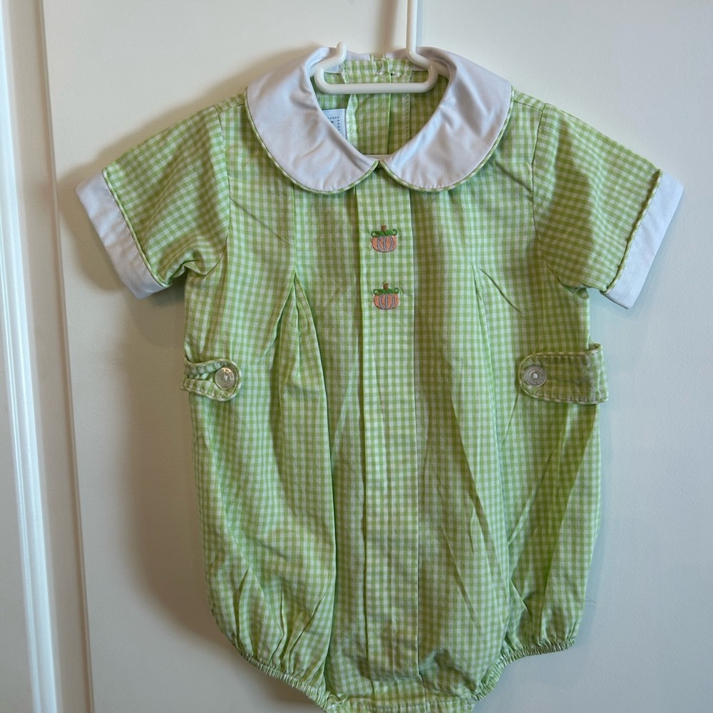 Little English Green Gingham Pumpkin Boys Bubble